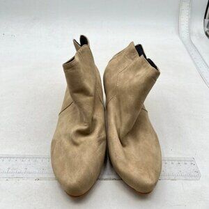 Women Stacked Chunky Low Heel Walking Ankle Boots Closed Round Toe Ankle Brown